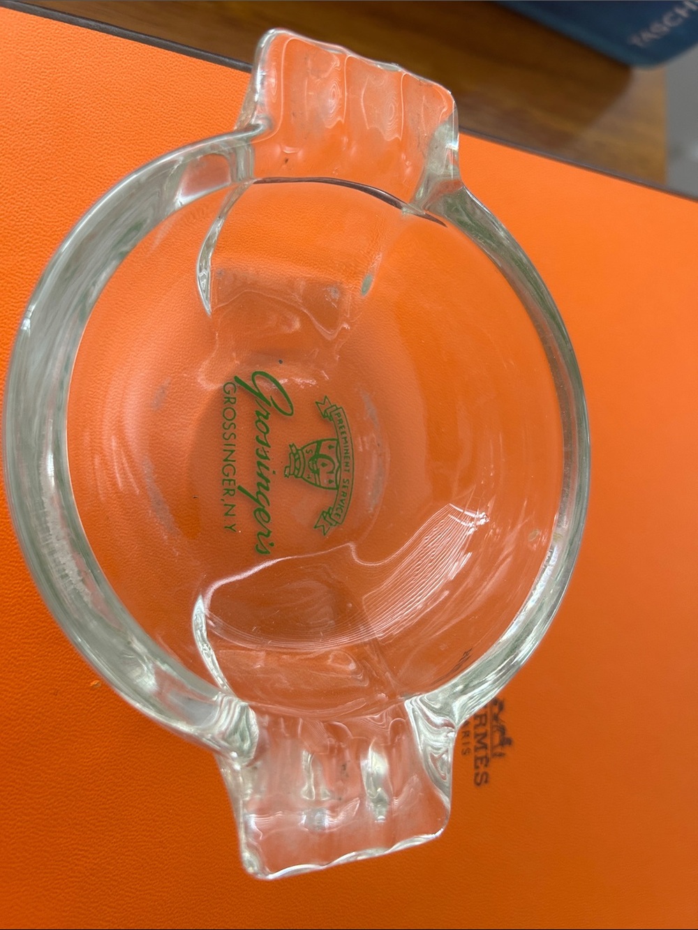 Vintage Grossinger’s Catskills Resort Glass Ashtray Borscht Belt NY Memorabilia